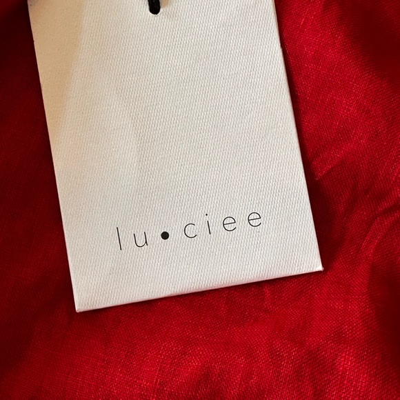 Lu.ciee‎ NWT 2 piece red linen pantsuit sustainable fabric size S/M - Picture 5 of 16